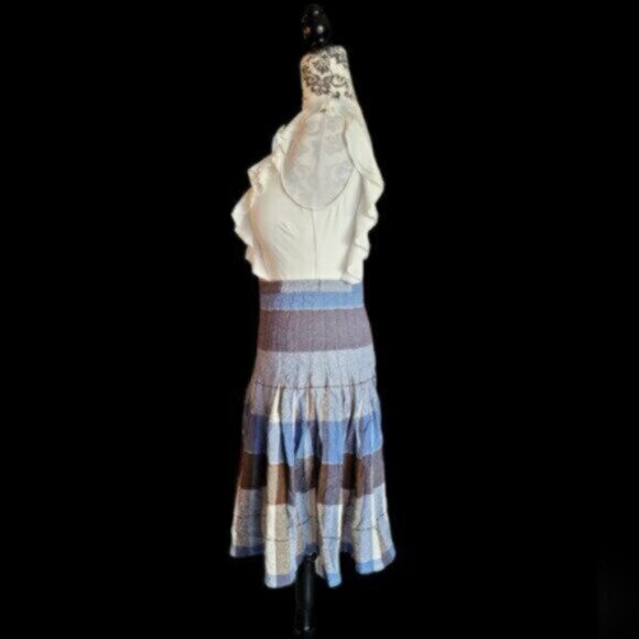 Quilted Cotton Linen Pleated Skirt Sz Small - Picture 3 of 8